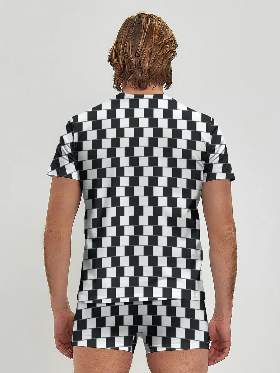 Мужские трусы с футболкой / Шахматная Иллюзия Искажения