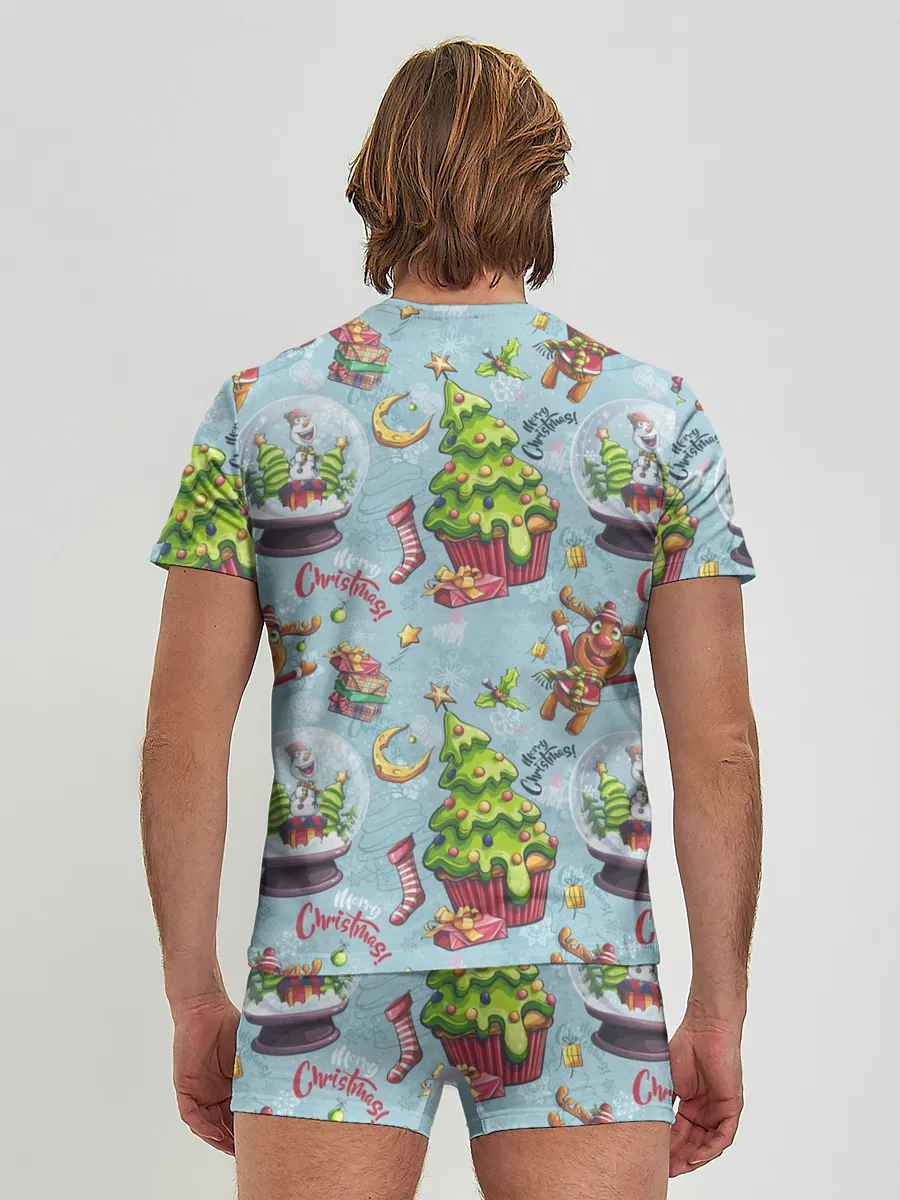 Мужские трусы с футболкой / Merry Christmas Pattern