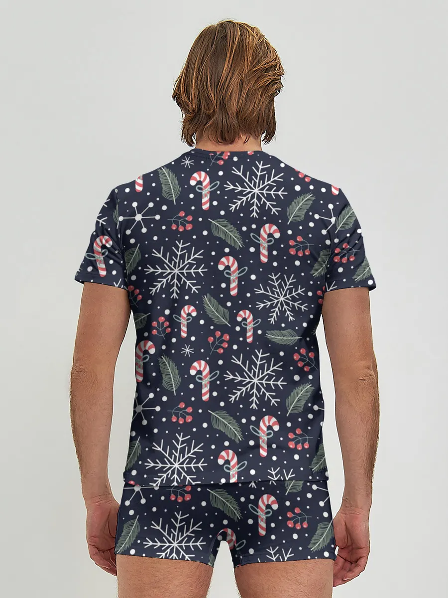 Мужские трусы с футболкой / Паттерн с веточками