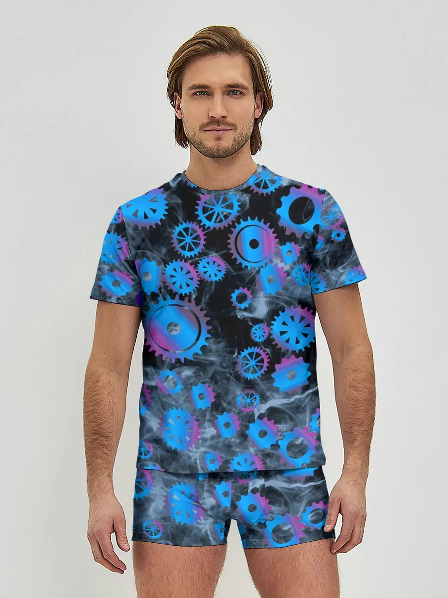 Мужские трусы с футболкой / механизм и дым, стимпанк