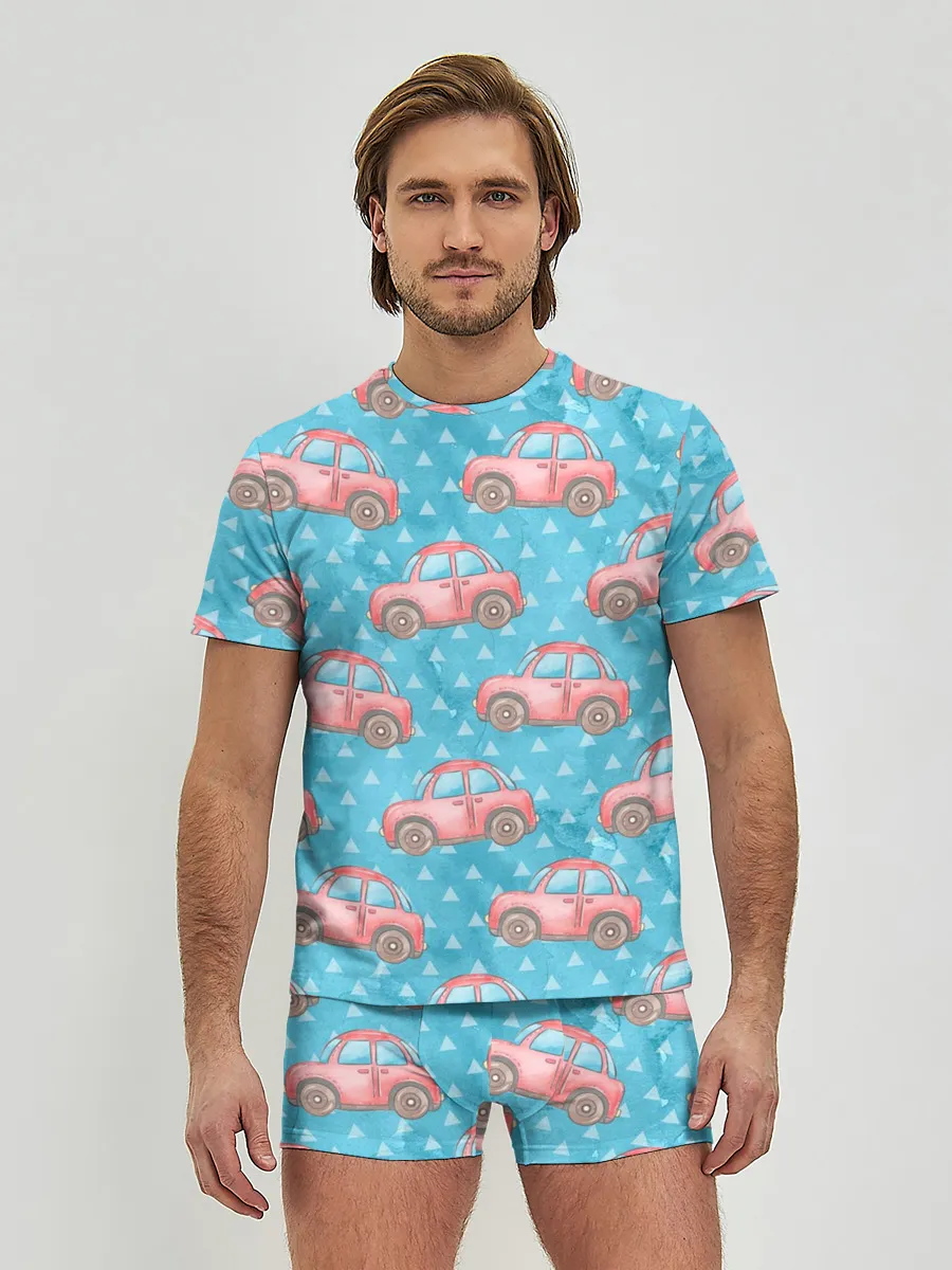 Мужские трусы с футболкой / Машинки детский рисунок