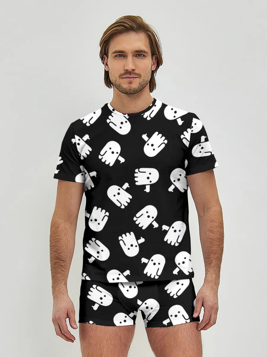 Мужские трусы с футболкой / ПРИВИДЕНИЯ УЗОР / HALLOWEEN