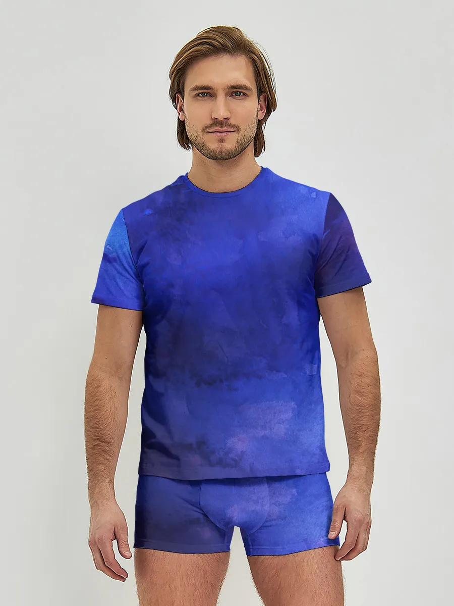 Мужские трусы с футболкой / Синее размытие