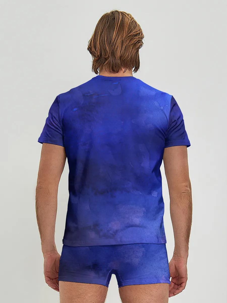 Мужские трусы с футболкой / Синее размытие