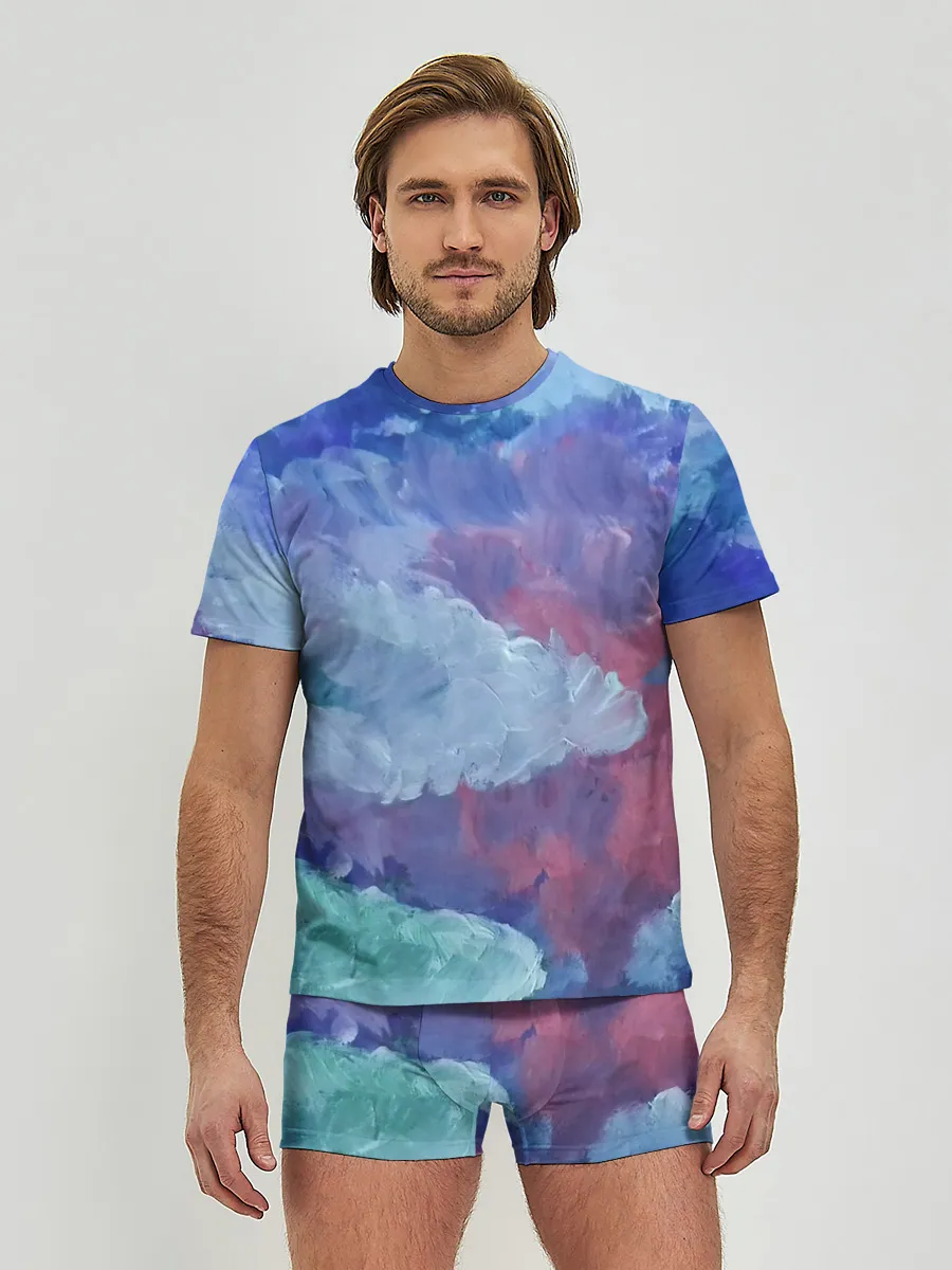 Мужские трусы с футболкой / Гуашевые облака