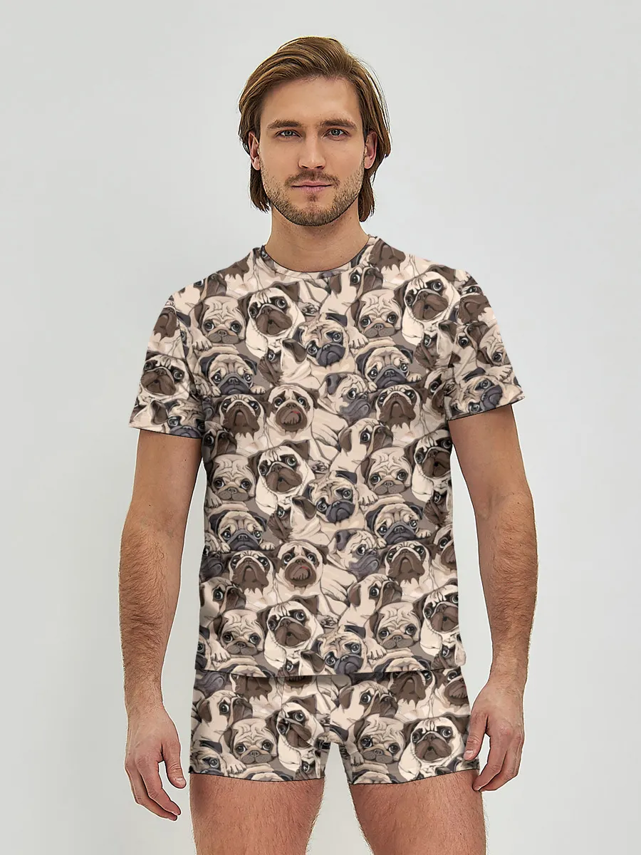 Мужские трусы с футболкой / Мопсы