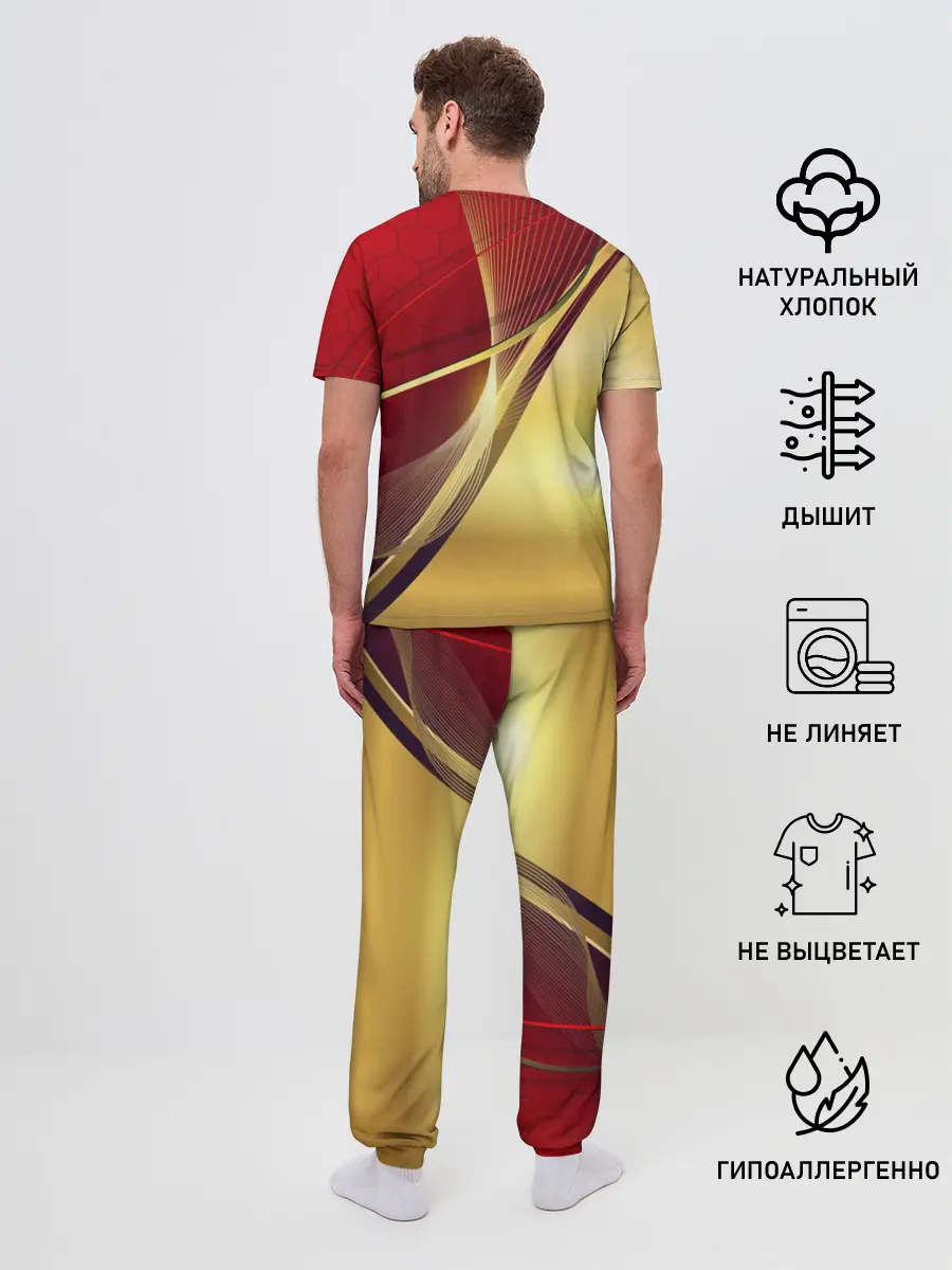 Мужская пижама с брюками / RUSSIA SPORT: Red and Gold.