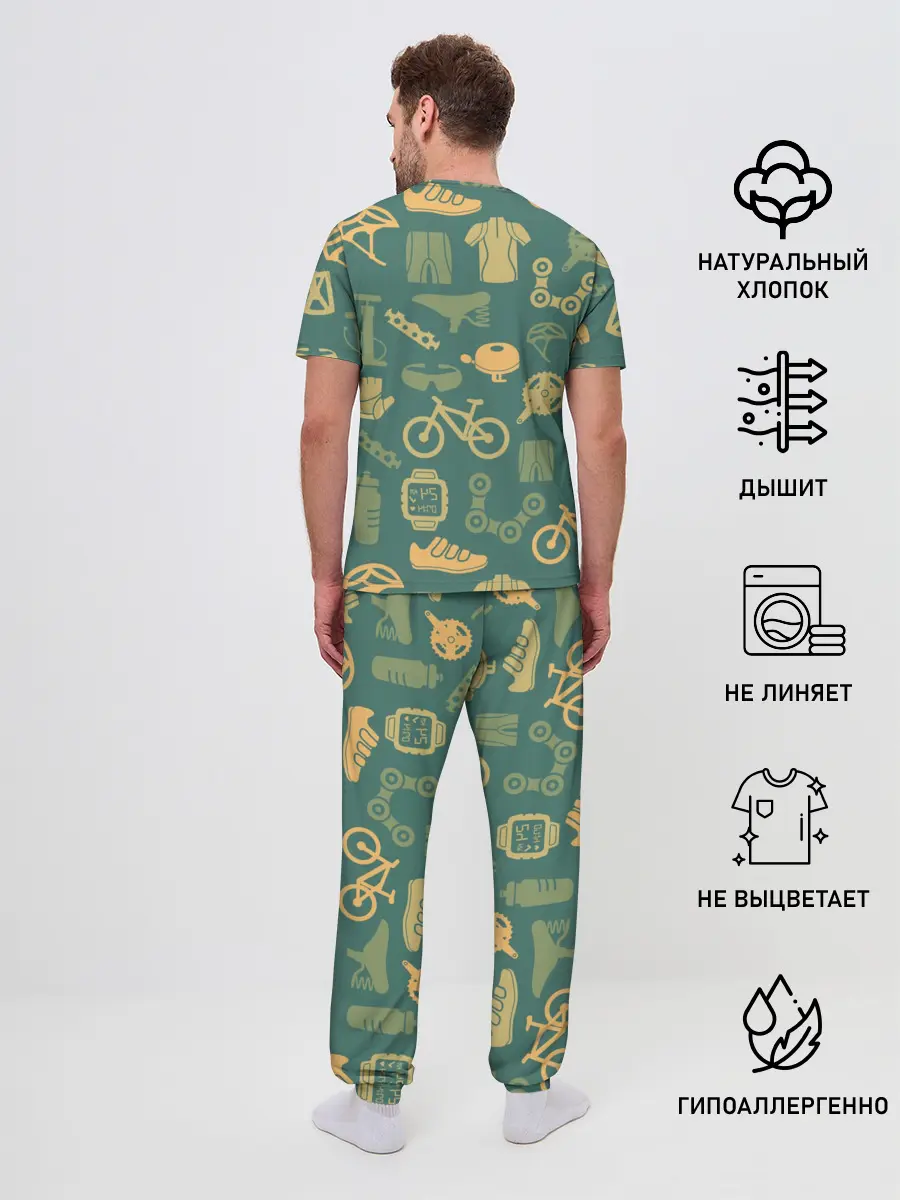 Мужская пижама с брюками / Велосипед Текстура