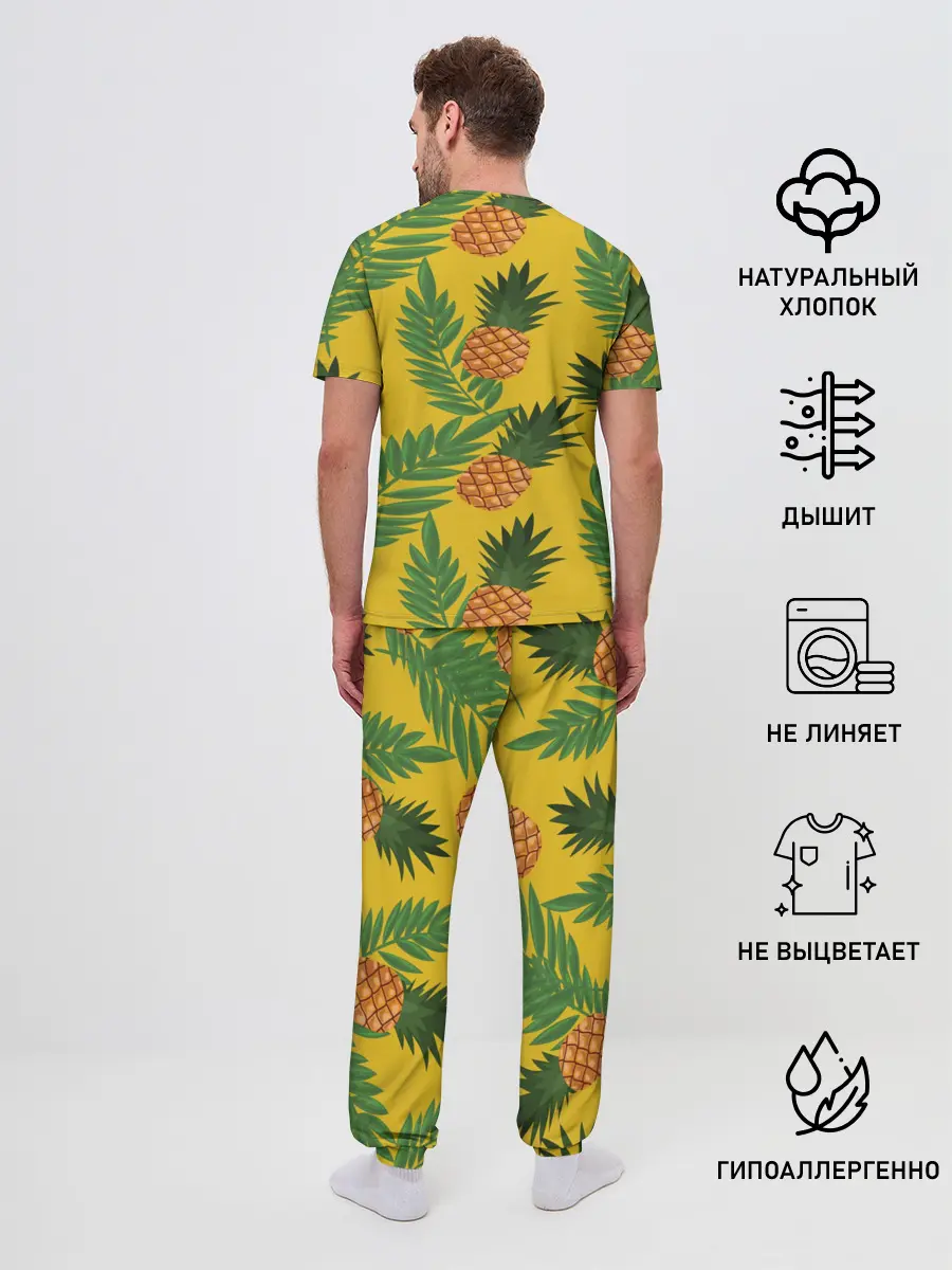 Мужская пижама с брюками / Ананасы