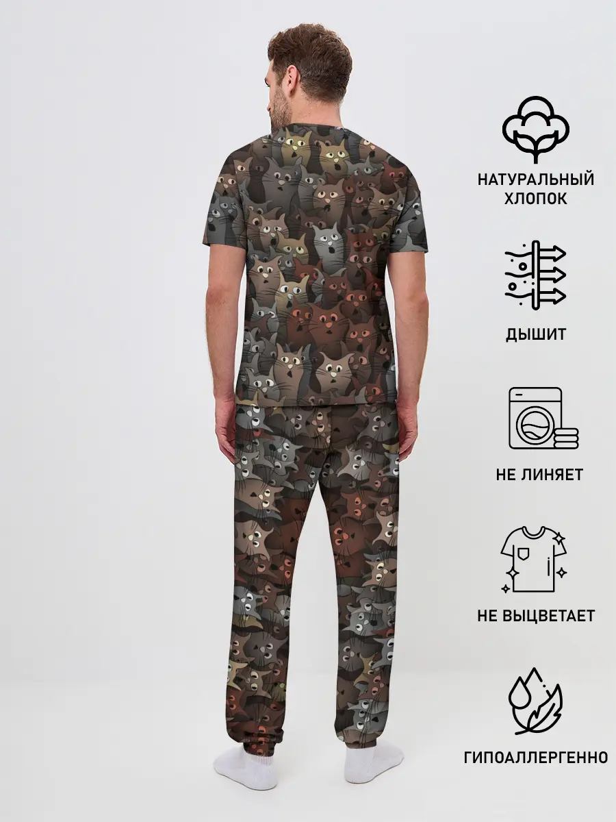 Мужская пижама с брюками / Глупые коты