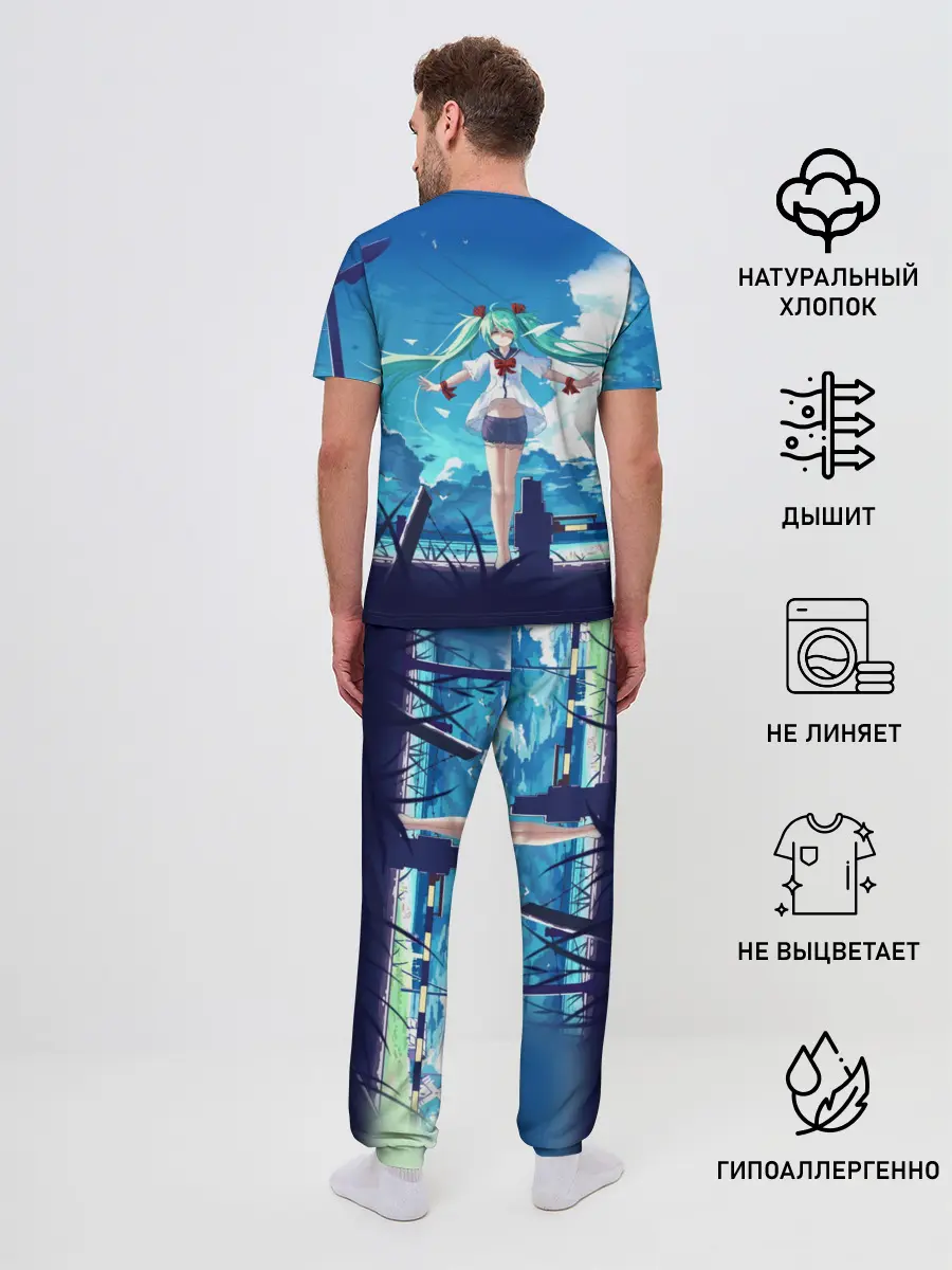 Мужская пижама с брюками / Хацунэ Мику под летним небом