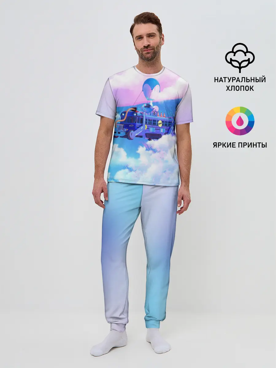 Мужская пижама с брюками / Fortnite Bus