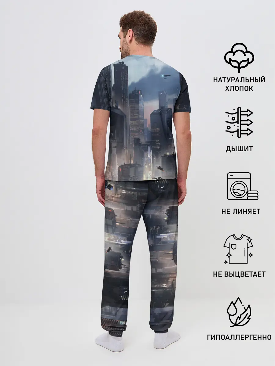 Мужская пижама с брюками / Cyberpunk 2077 city