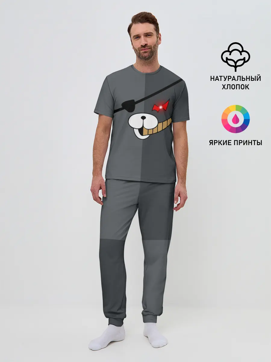 Мужская пижама с брюками / KUROKUMA на сером