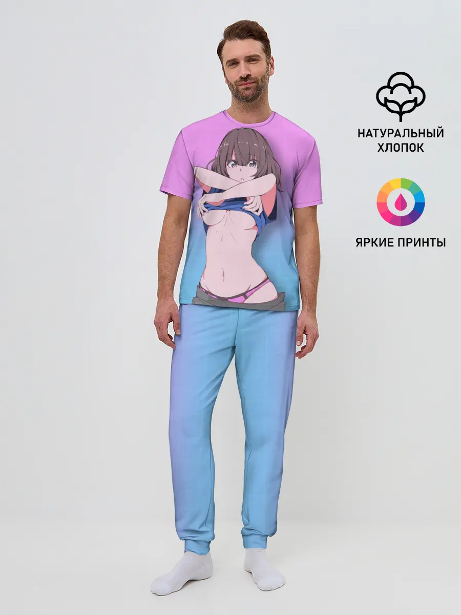 Мужская пижама с брюками / Anime girl with sword