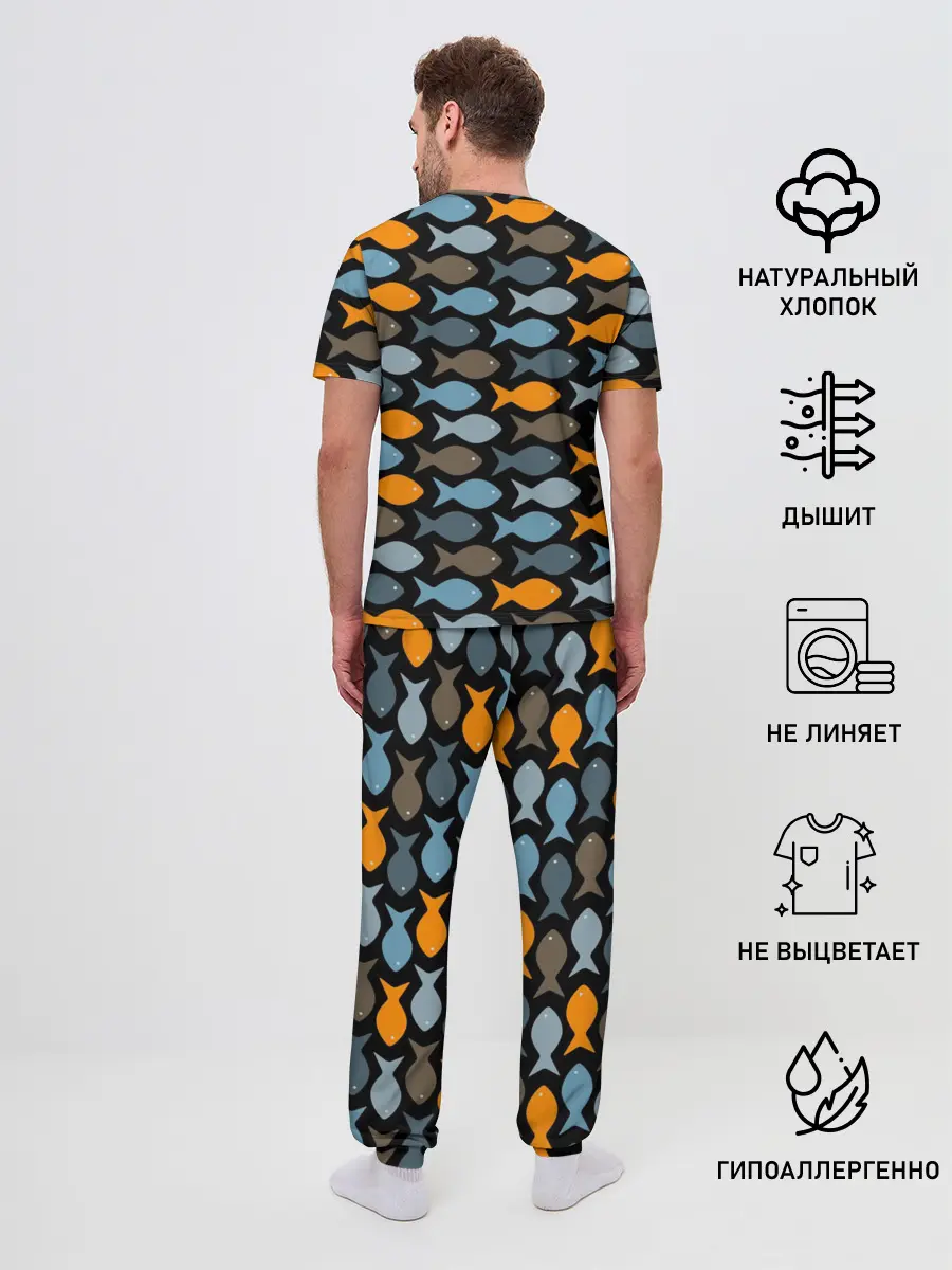 Мужская пижама с брюками / Рыбки