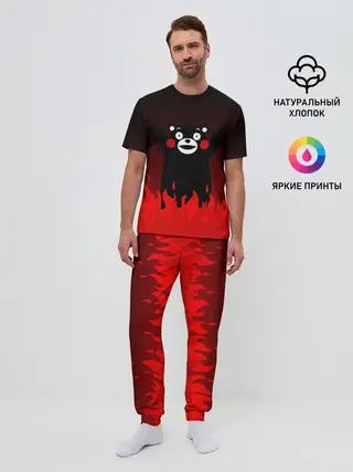 Мужская пижама с брюками / Kumamon горит