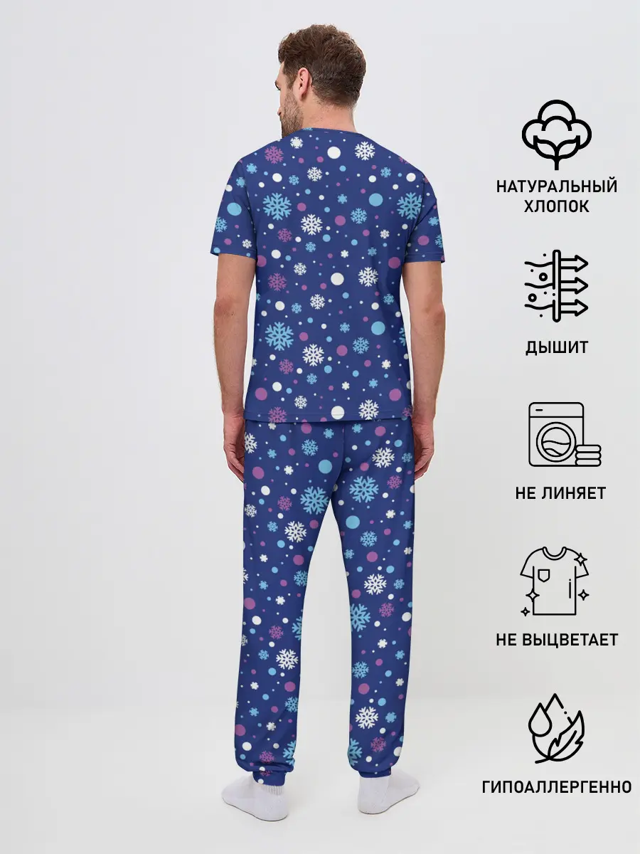 Мужская пижама с брюками / Снеговики