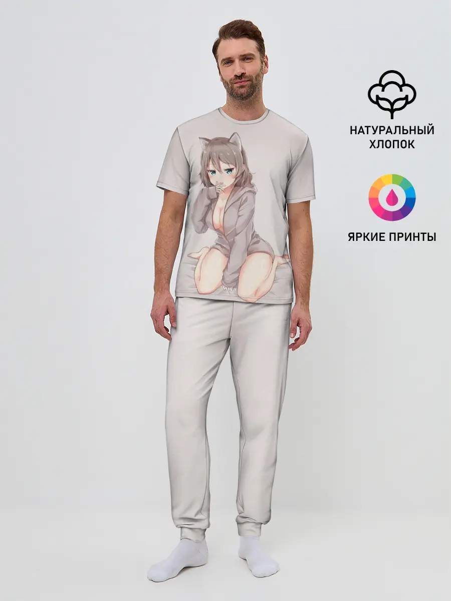 Мужская пижама с брюками / Аниме котёнок
