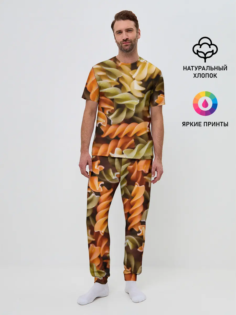 Мужская пижама с брюками / Макароны Спиральки