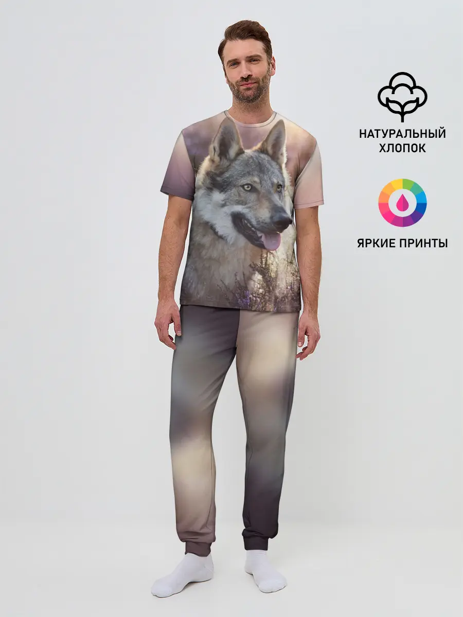 Мужская пижама с брюками / Волк