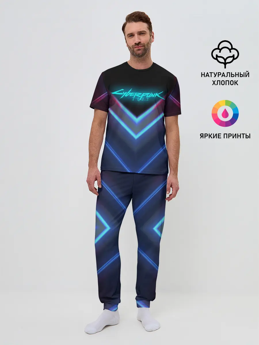 Мужская пижама с брюками / CYBERPUNK 2077 NEON | НЕОН