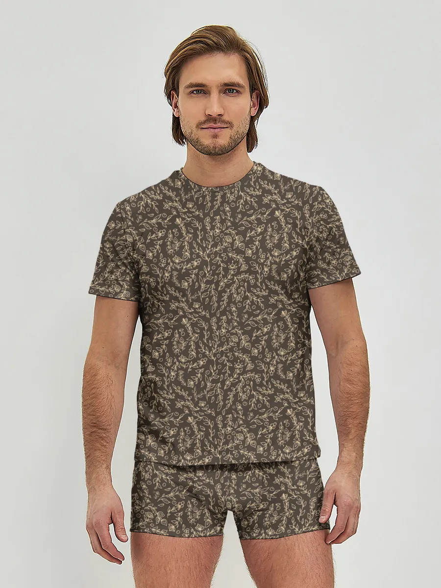 Мужские трусы с футболкой / Растительный осенний фон