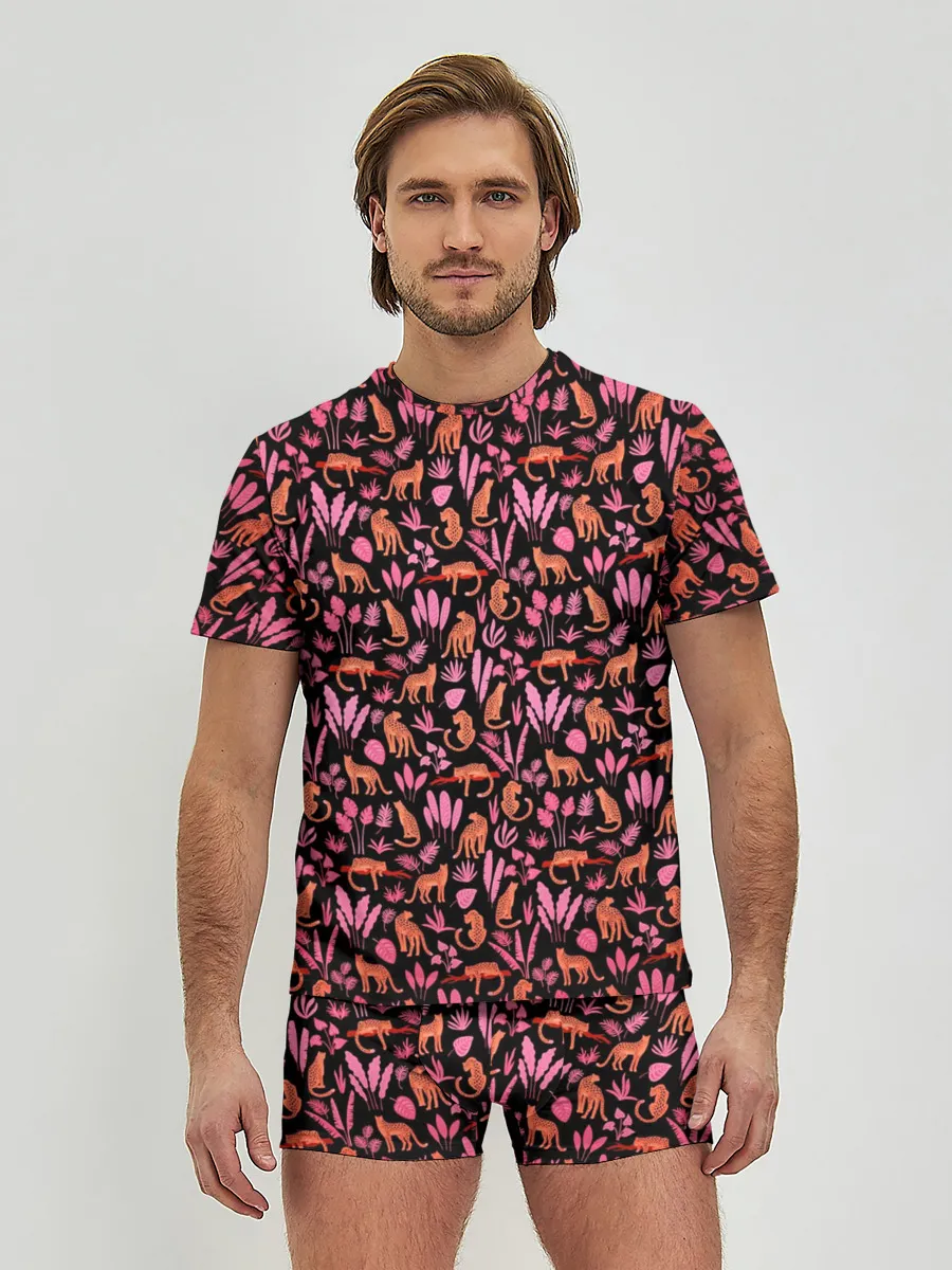 Мужские трусы с футболкой / ГЕПАРД В ЛИСТВЕ