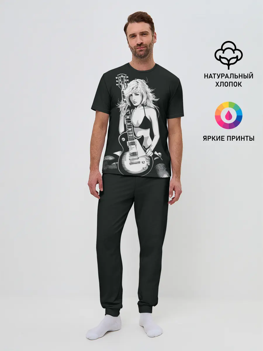 Мужская пижама с брюками / Девушка с гитарой