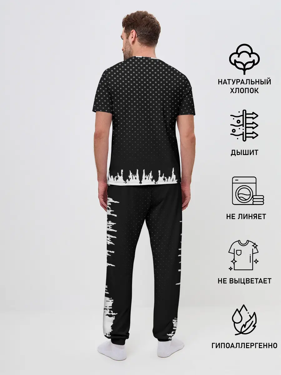 Мужская пижама с брюками / Mitsubishi abstract black