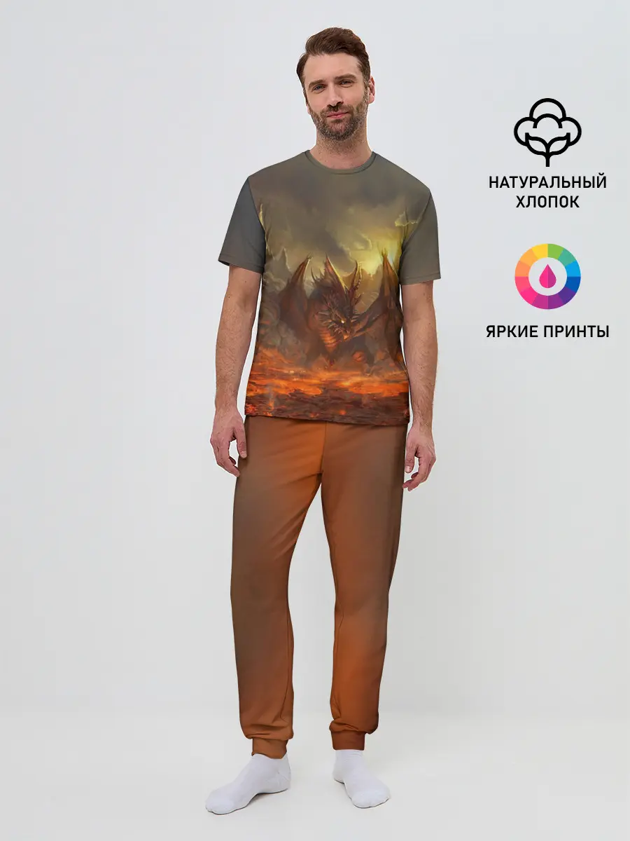 Мужская пижама с брюками / Fire Dragon