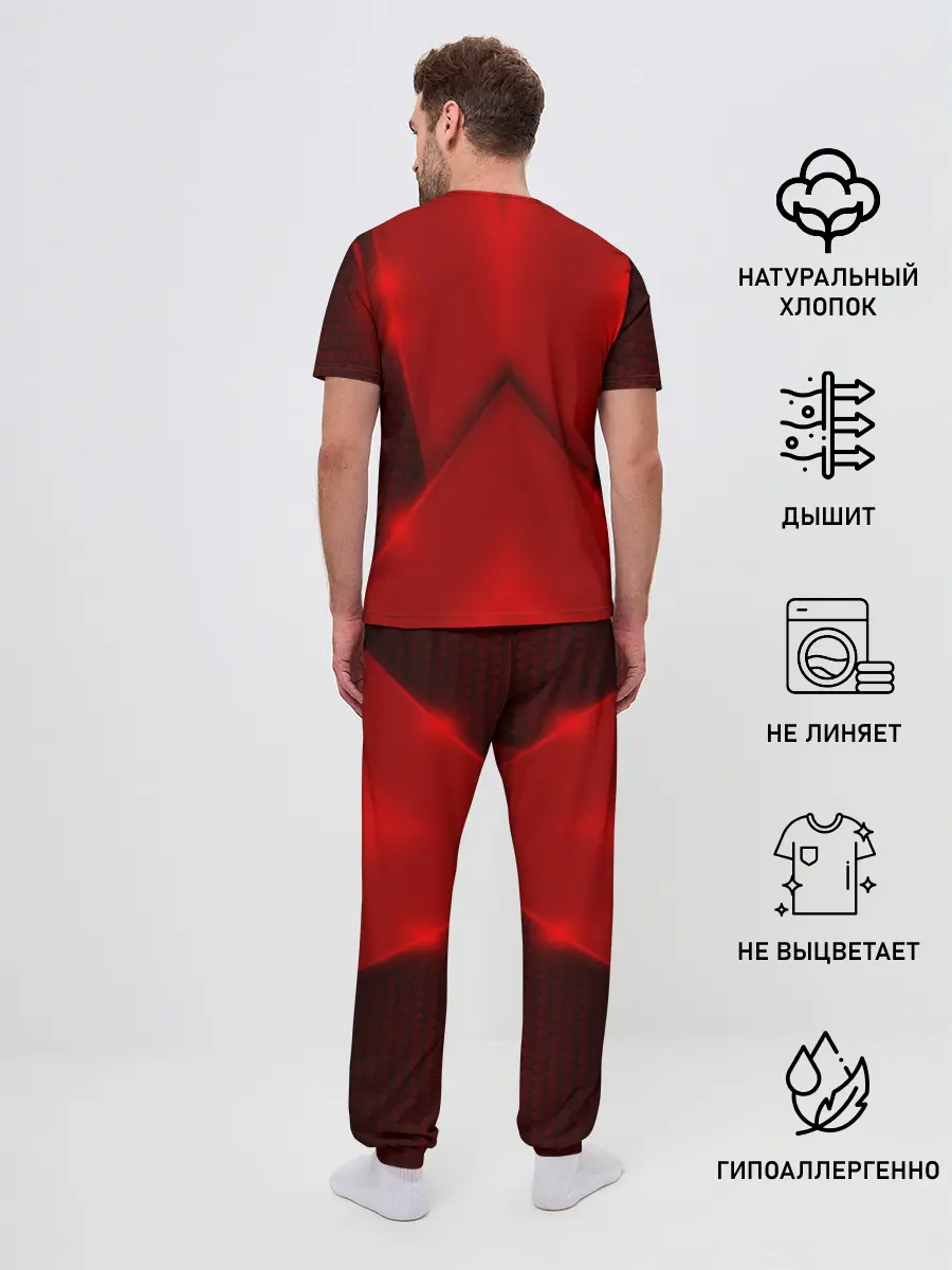 Мужская пижама с брюками / Hyundai car sport RED