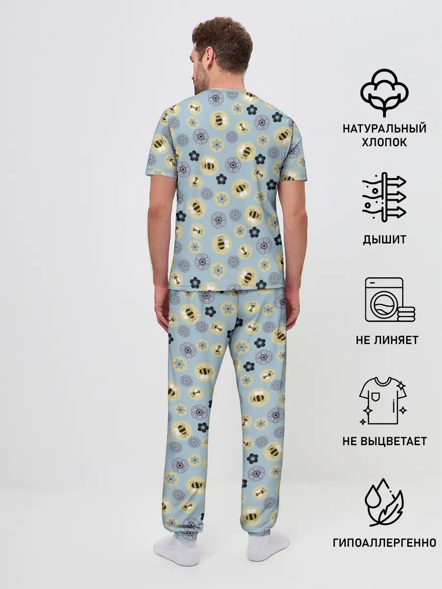 Мужская пижама с брюками / Пчелки