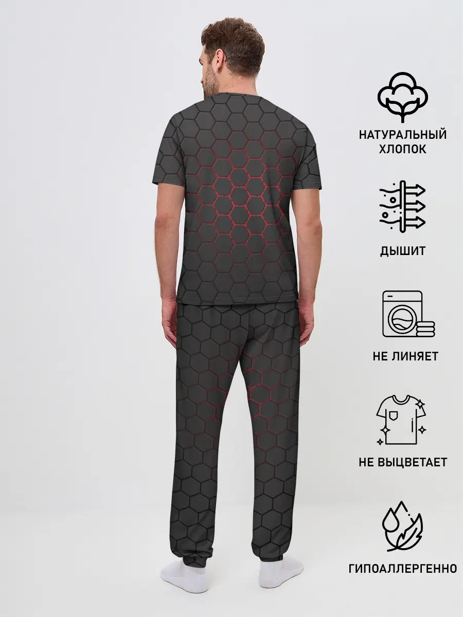 Мужская пижама с брюками / Соты карбона