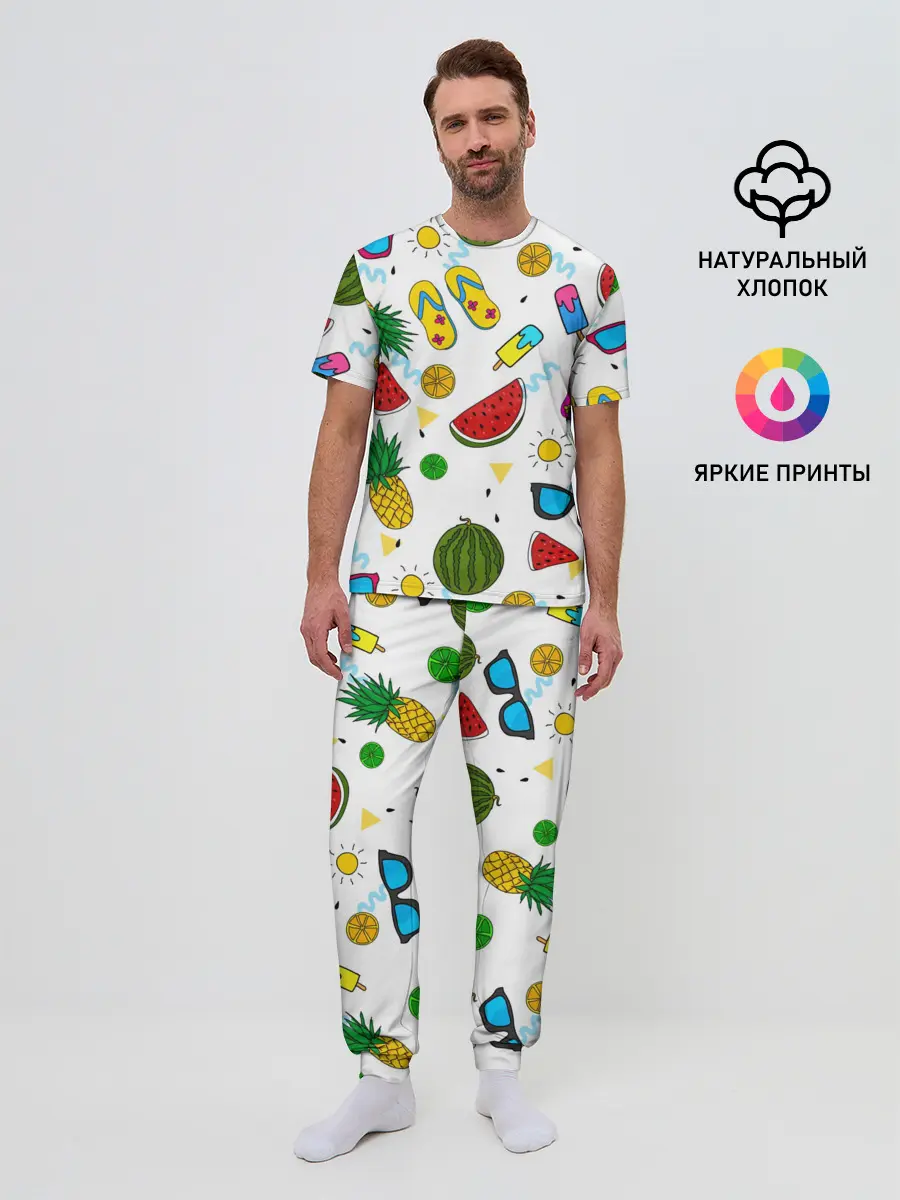 Мужская пижама с брюками / Летняя