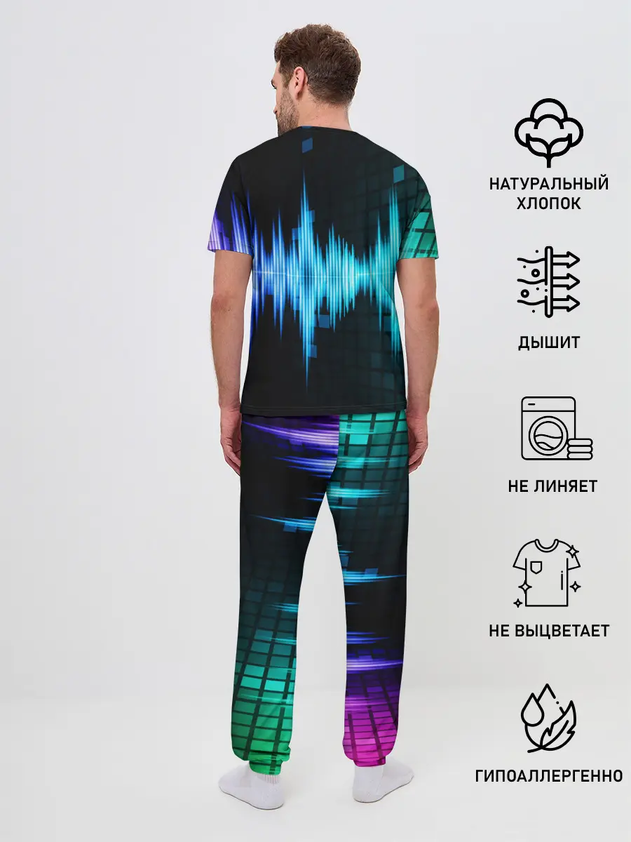 Мужская пижама с брюками / neon music