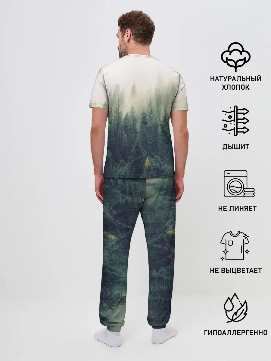 Мужская пижама с брюками / Северный лес