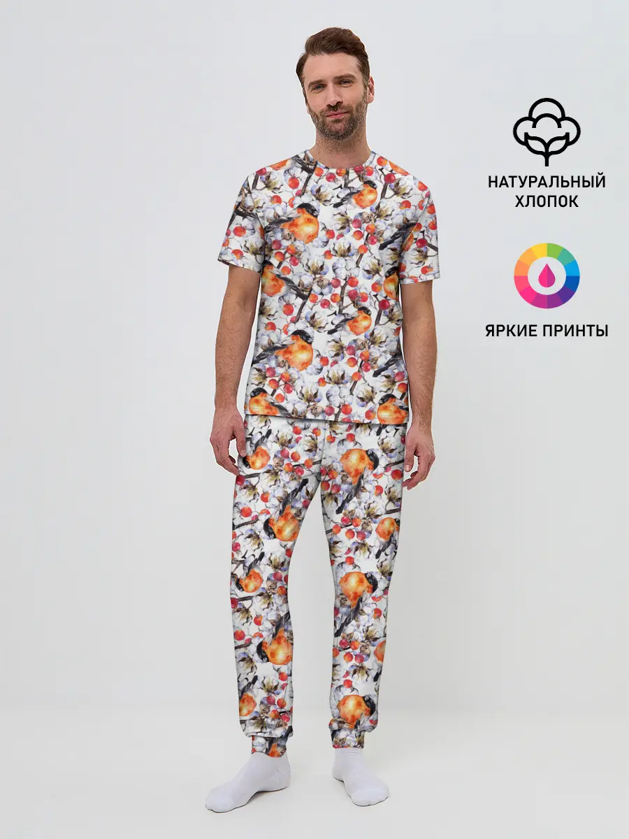 Мужская пижама с брюками / Снегири