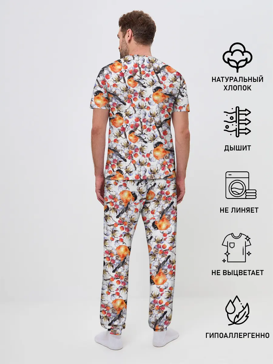 Мужская пижама с брюками / Снегири