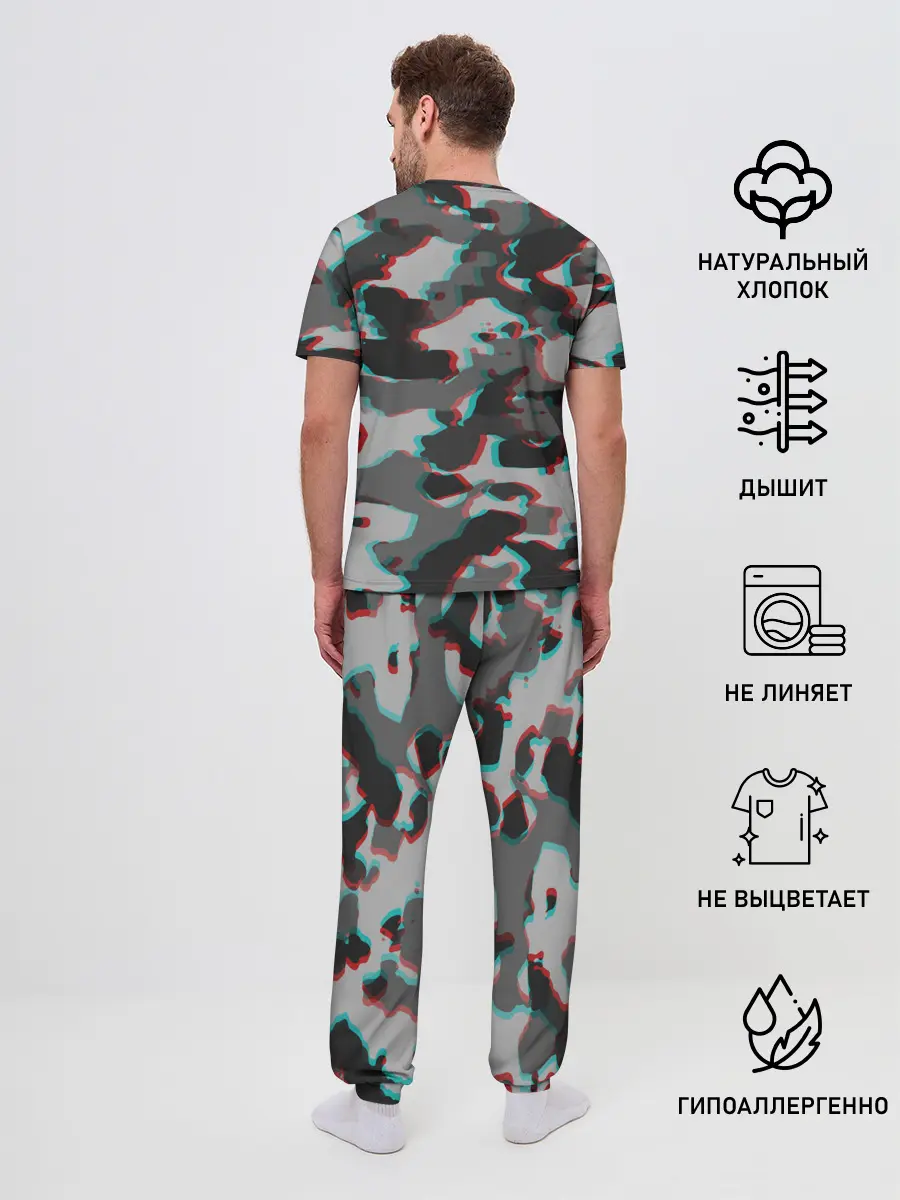 Мужская пижама с брюками / Серый камуфляж