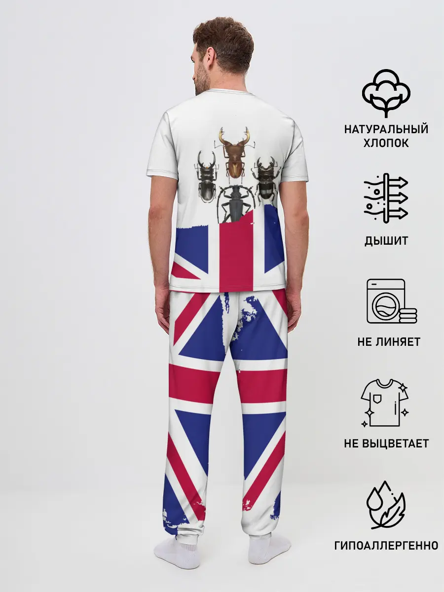 Мужская пижама с брюками / Жуки