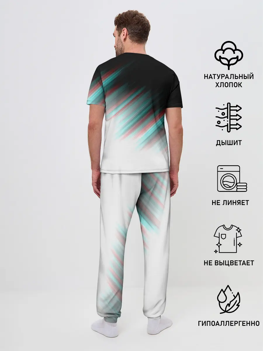 Мужская пижама с брюками / GLITCH STRIPES