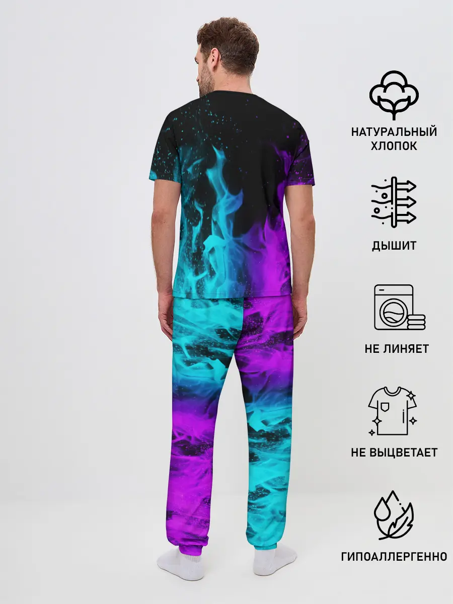 Мужская пижама с брюками / ПЛАМЯ | НЕОНОВЫЙ ОГОНЬ