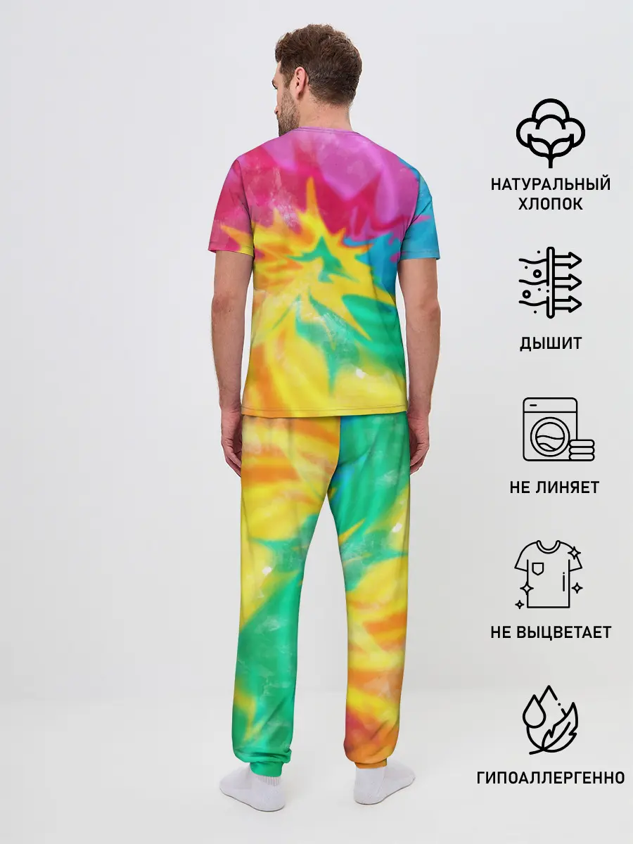 Мужская пижама с брюками / Tie-Dye
