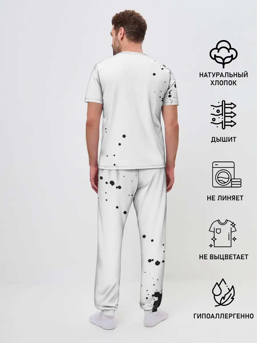 Мужская пижама с брюками / Белая эмблема Хвоста Феи