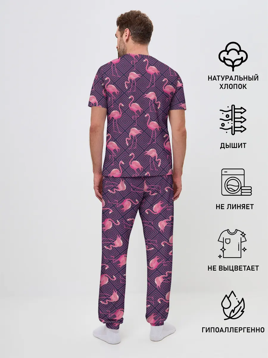 Мужская пижама с брюками / Фламинго