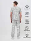 Мужская пижама с брюками / Белые цветы