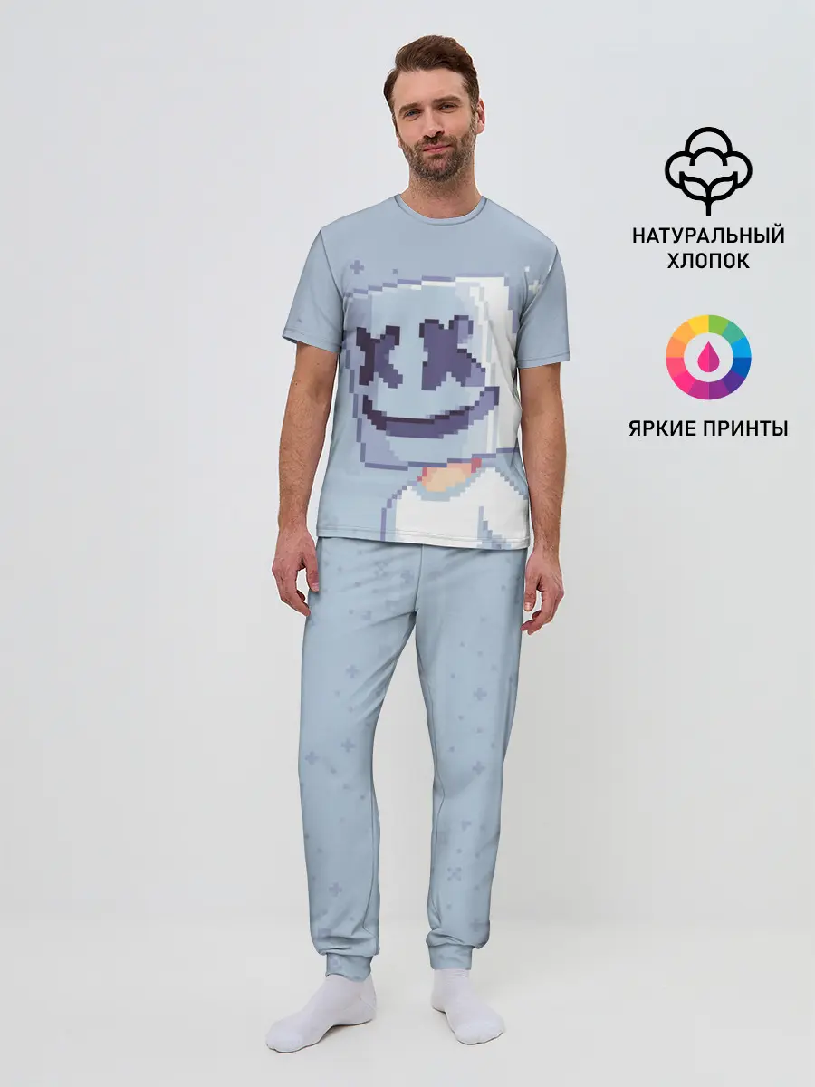 Мужская пижама с брюками / Marshmello Pixel