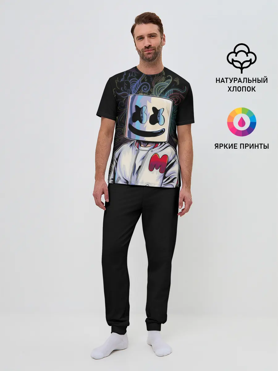 Мужская пижама с брюками / M