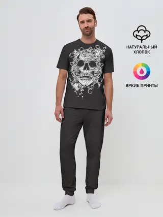 Мужская пижама с брюками / Череп